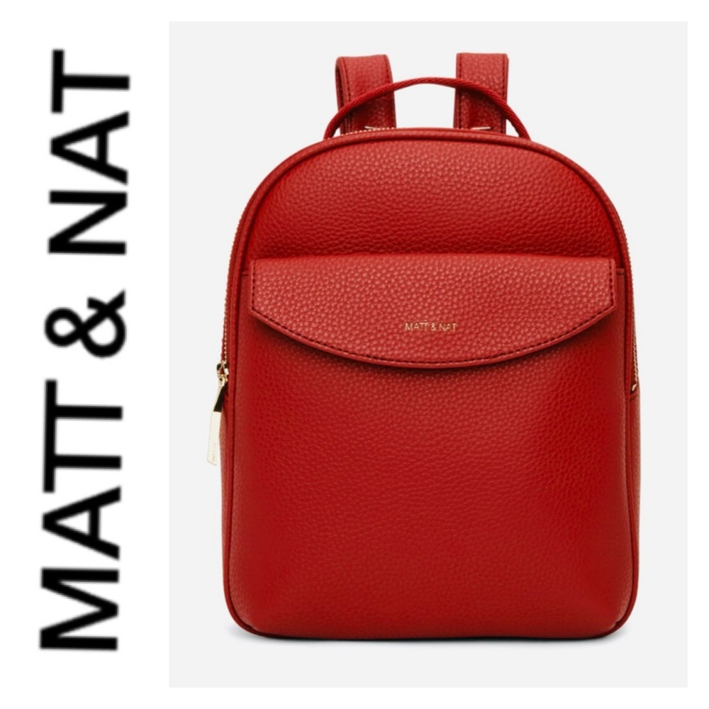 MATT & NAT Harlem Orange Faux Leather Knapsack Baby Zipper
